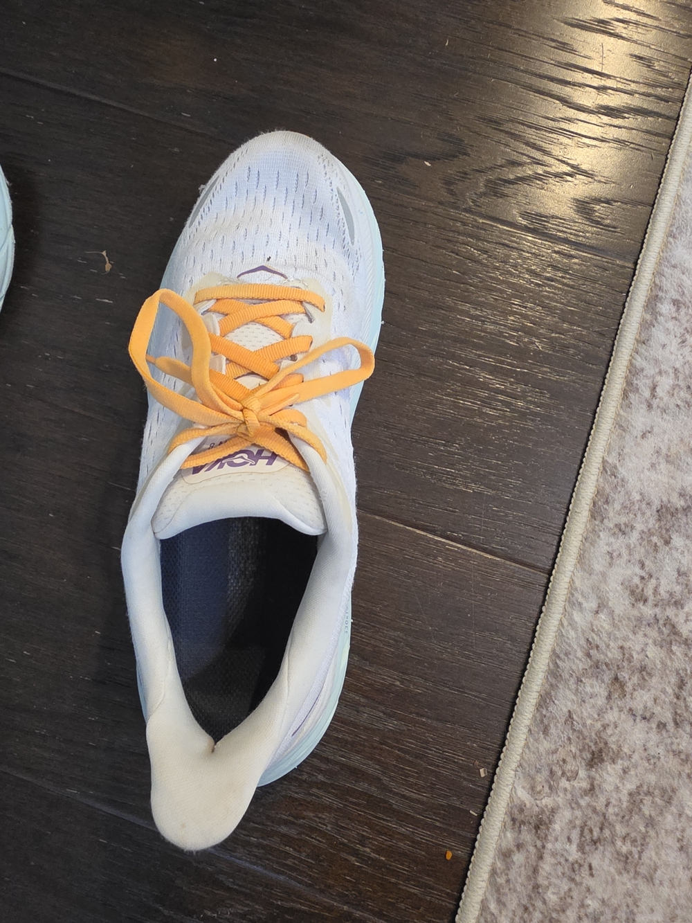Hoka Athletic Running Shoes in White & Orange - Picture 5 of 8